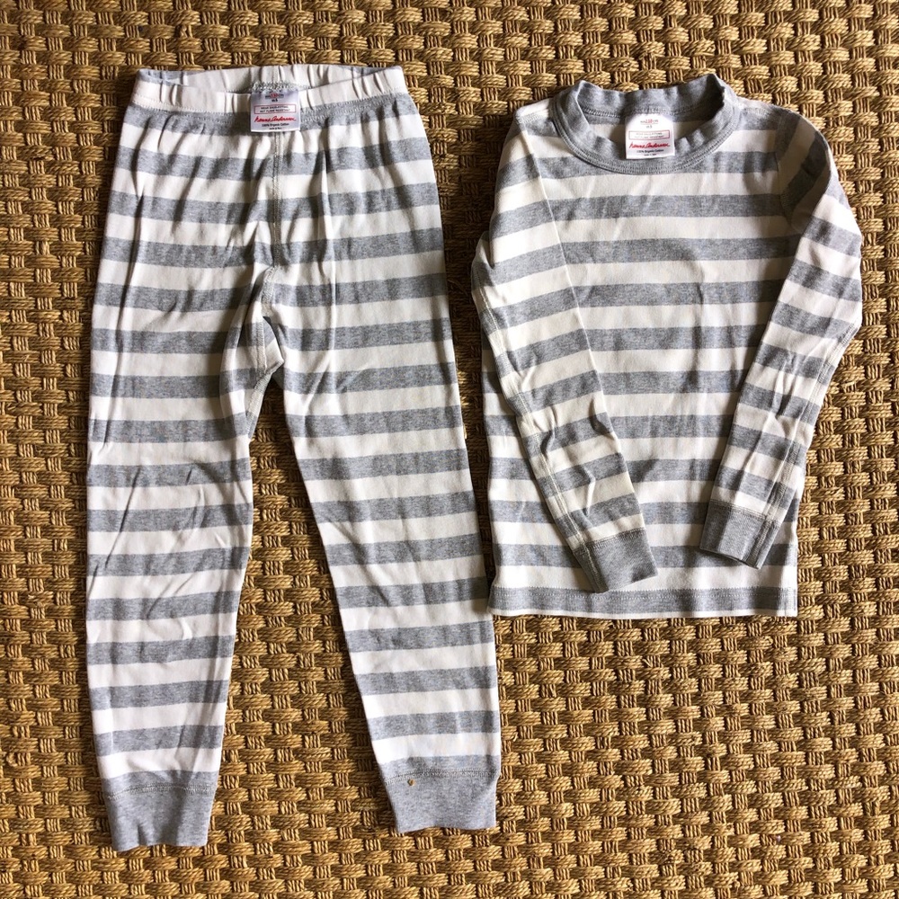 Hanna Andersson gray & white striped pajamas